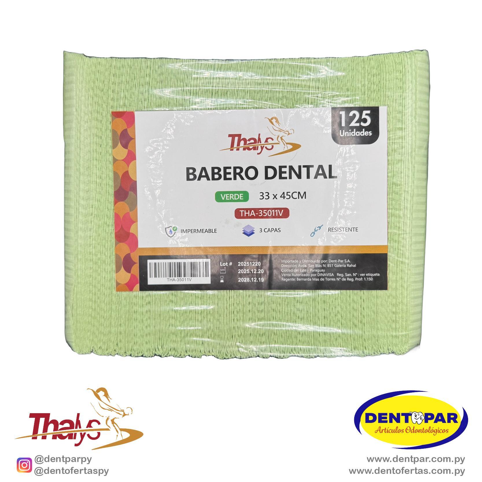 Imagen del producto Babero Dental C/125 VERDE
